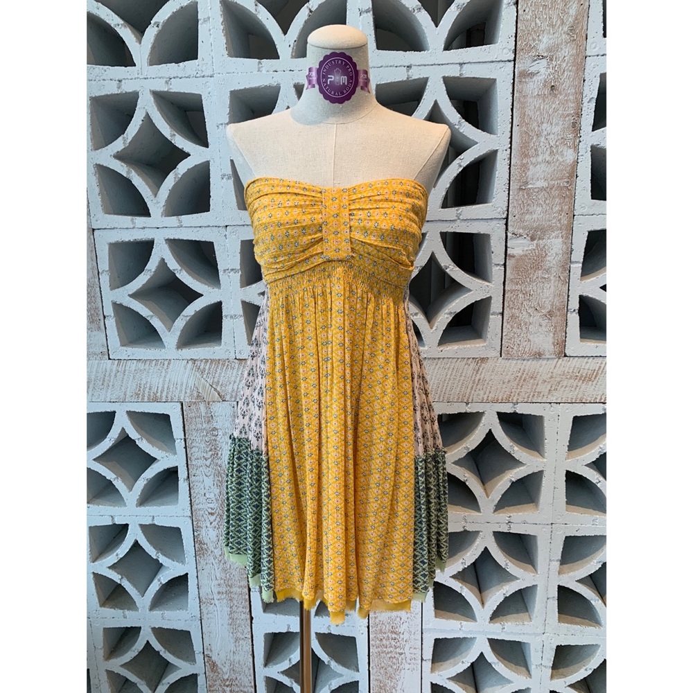 Free People Strapless Patchwork Top